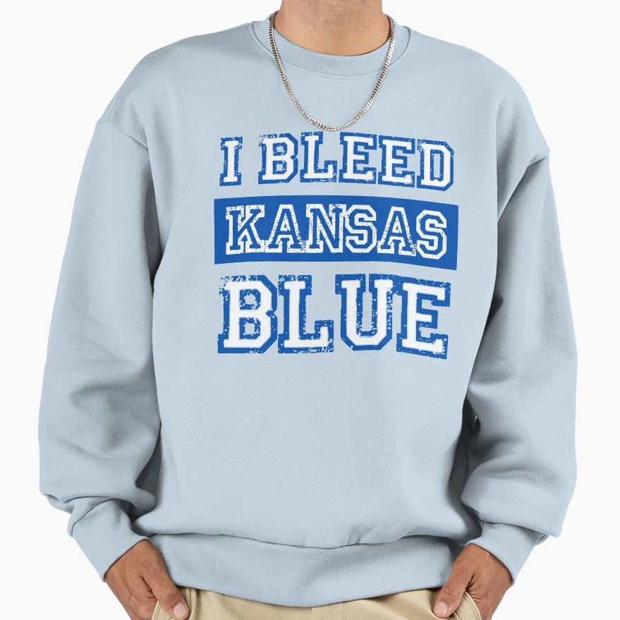 I Bleed Blue Kansas Uk Jayhawk Pride Sweatshirt - Unique Graphic Men Women - T-Shirt, Sweatshirt, Hoodie