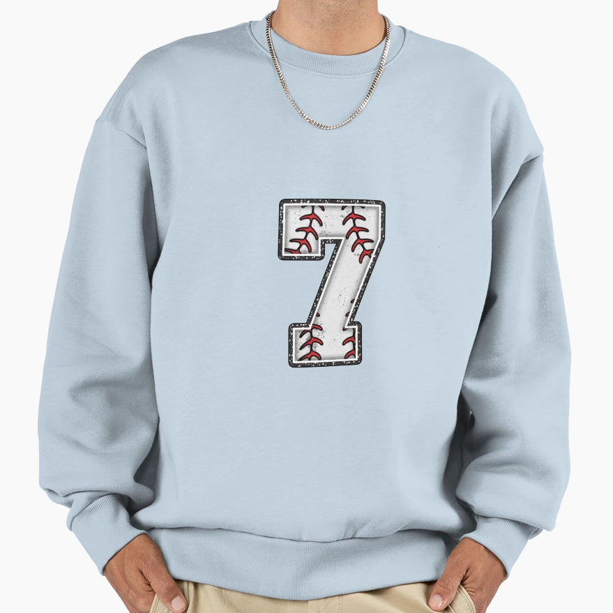 Baseball Number 7 Sweatshirt - Minimalist Print Men Women - T-Shirt, Sweatshirt, Hoodie