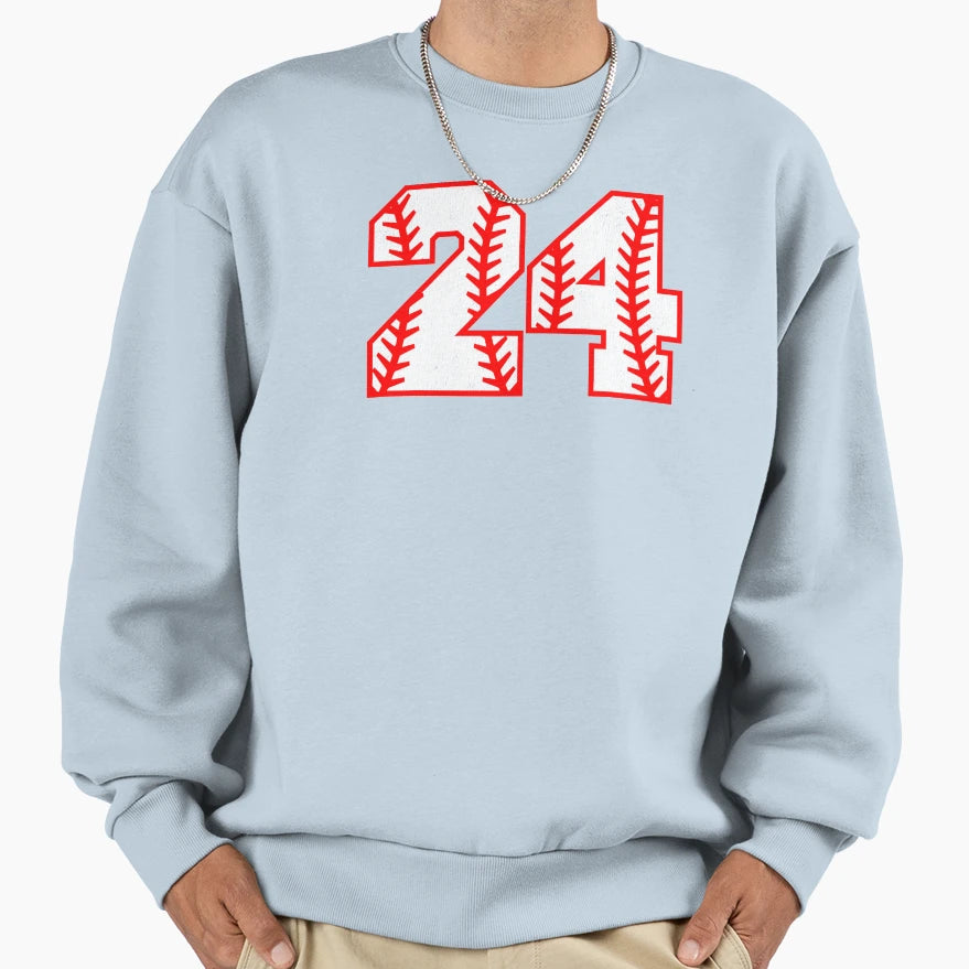 Baseball Number 24 Sweatshirt - Trendy Graphic for Adults - T-Shirt, Sweatshirt, Hoodie