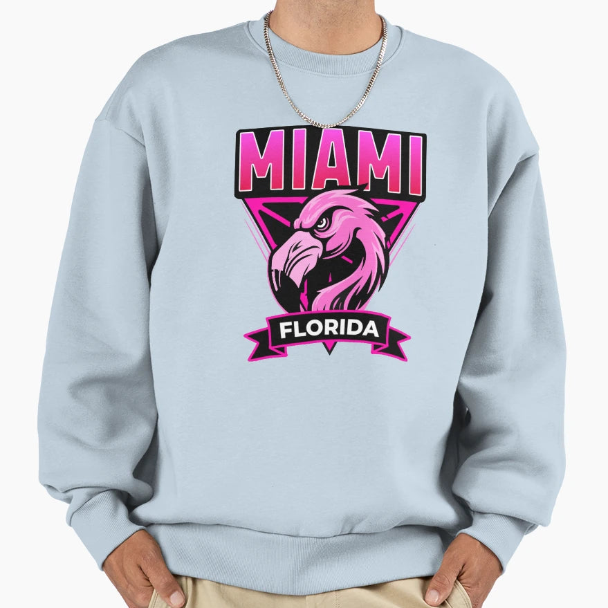 Miami Flamingo Animated Sweatshirt - Minimalist Print for Adults - T-Shirt, Sweatshirt, Hoodie