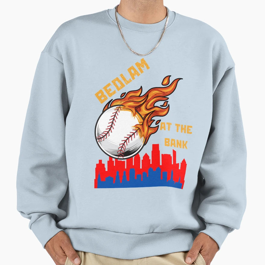 Bedlam Bank Fireball Skyline Sweatshirt - Aesthetic Graphic Unisex - T-Shirt, Sweatshirt, Hoodie