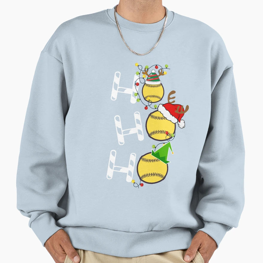 Softball Ho Ho Ho Sweatshirt - Graphic Print Unisex - T-Shirt, Sweatshirt, Hoodie