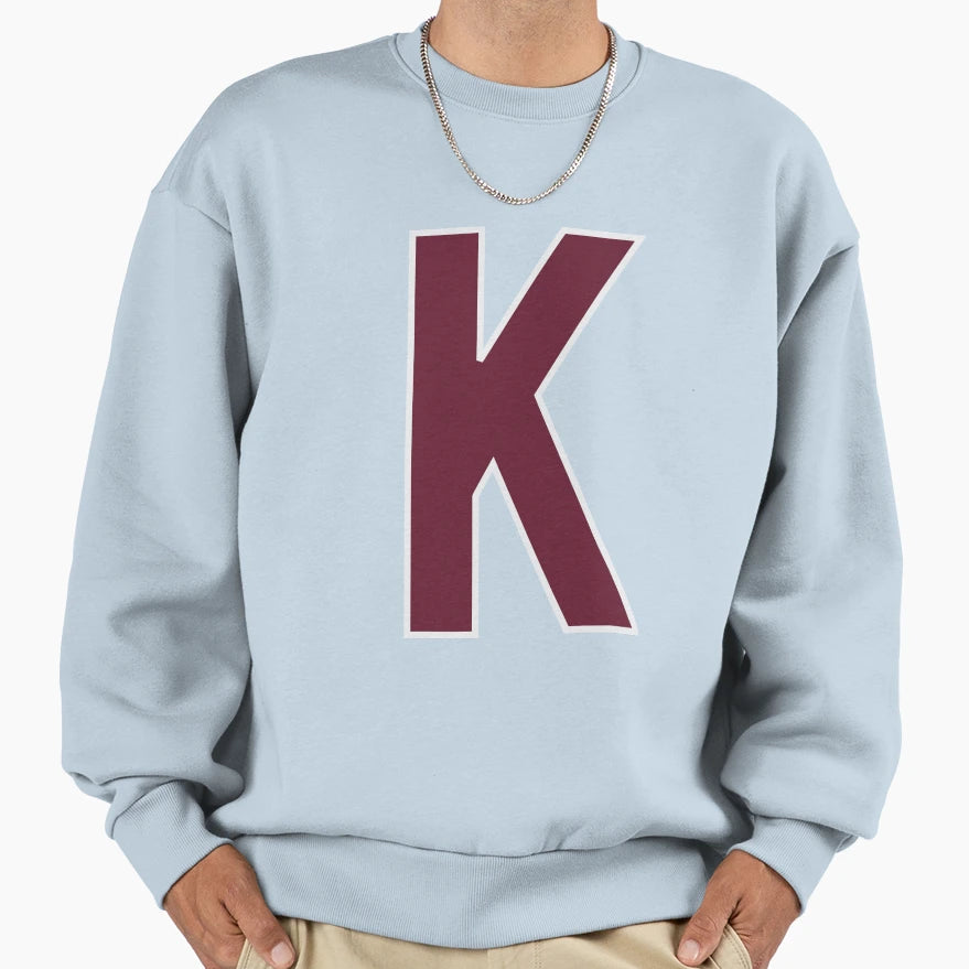 Letter K Bold Collegiate Font Varsity Sweatshirt - Graphic Print Unisex - T-Shirt, Sweatshirt, Hoodie