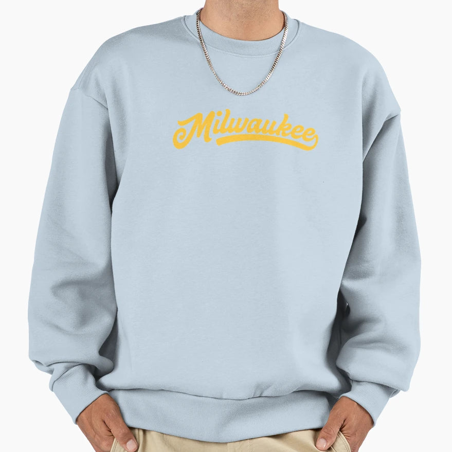 I Love Milwaukee Baseball Script Sweatshirt - Unique Graphic for Adults - T-Shirt, Sweatshirt, Hoodie