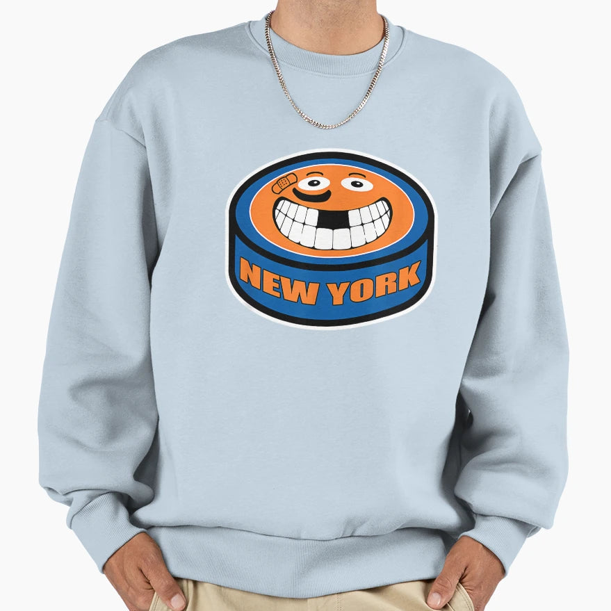 Hockey New York Ny Usa Puck Smile Sweatshirt - Minimalist Print Men Women - T-Shirt, Sweatshirt, Hoodie
