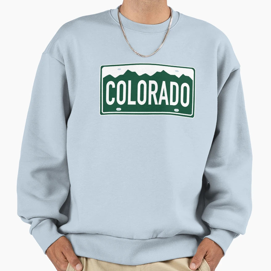 Colorado White Green Colorado License Sweatshirt - Unique Graphic Unisex - T-Shirt, Sweatshirt, Hoodie