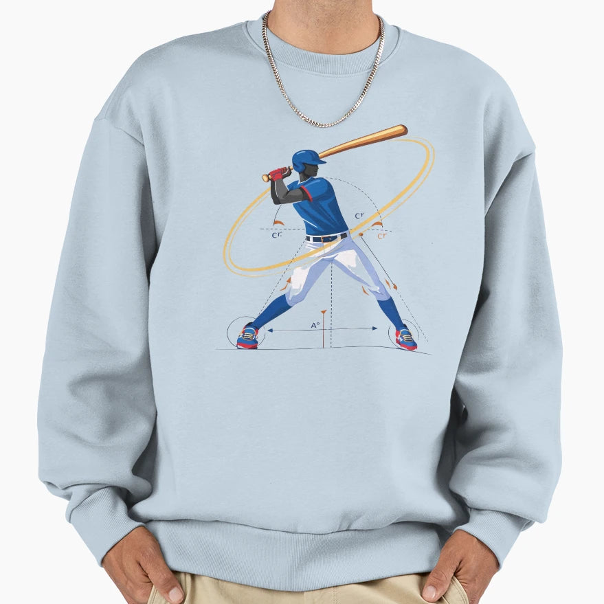 Baseball Swing Mechanics Diagram Sweatshirt - Aesthetic Graphic for Adults - T-Shirt, Sweatshirt, Hoodie