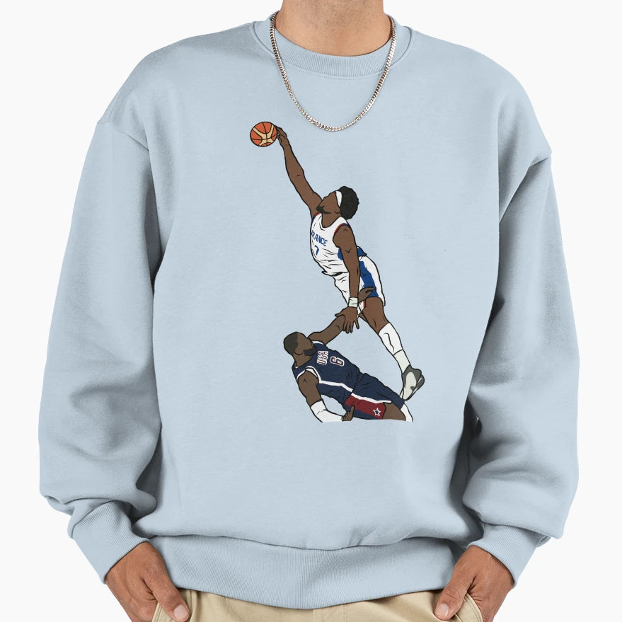 Guerschon Yabusele Dunks Lebron Sweatshirt - Aesthetic Graphic for Adults - T-Shirt, Sweatshirt, Hoodie