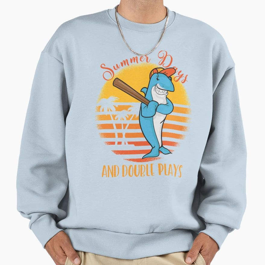 Baseball Summer Days And Double Sweatshirt - Minimalist Print for Adults - T-Shirt, Sweatshirt, Hoodie