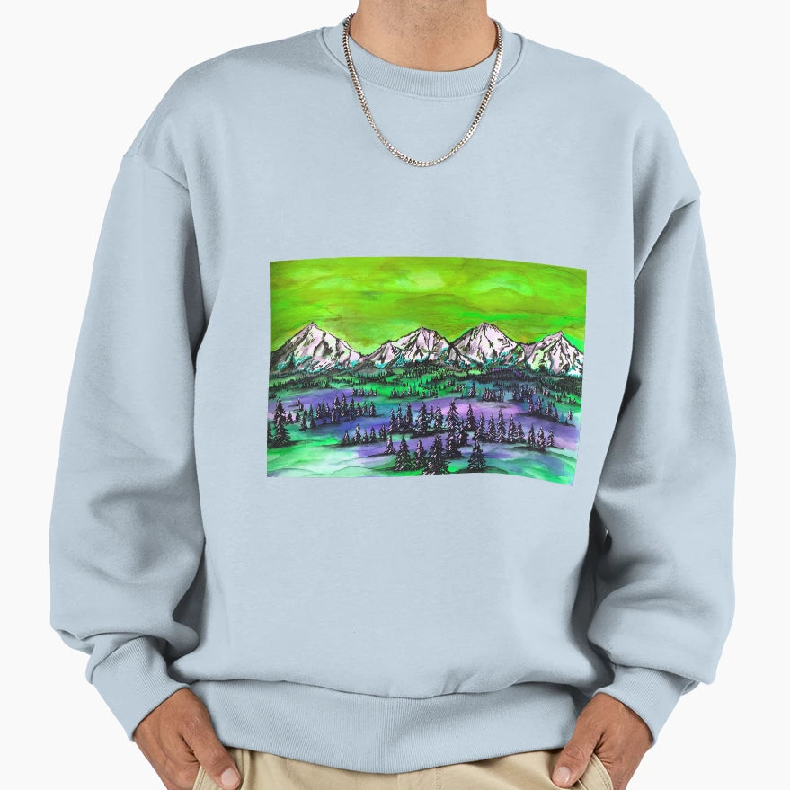 Aurora Rocky Mountain Sweatshirt - Aesthetic Graphic for Adults - T-Shirt, Sweatshirt, Hoodie