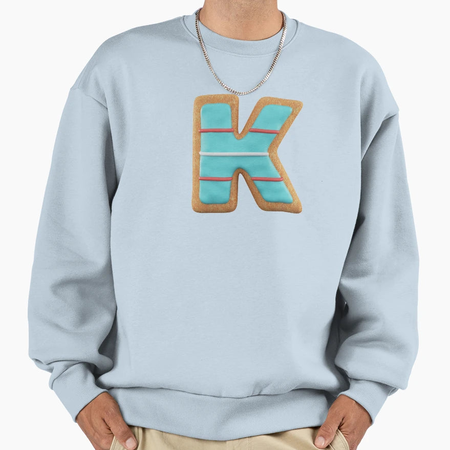 Cookie Alphabet Letter K Sweatshirt - Graphic Print Men Women - T-Shirt, Sweatshirt, Hoodie