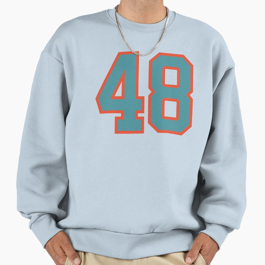 48 Number Aqua Orange Lucky Sports Sweatshirt - Minimalist Print Men Women - T-Shirt, Sweatshirt, Hoodie