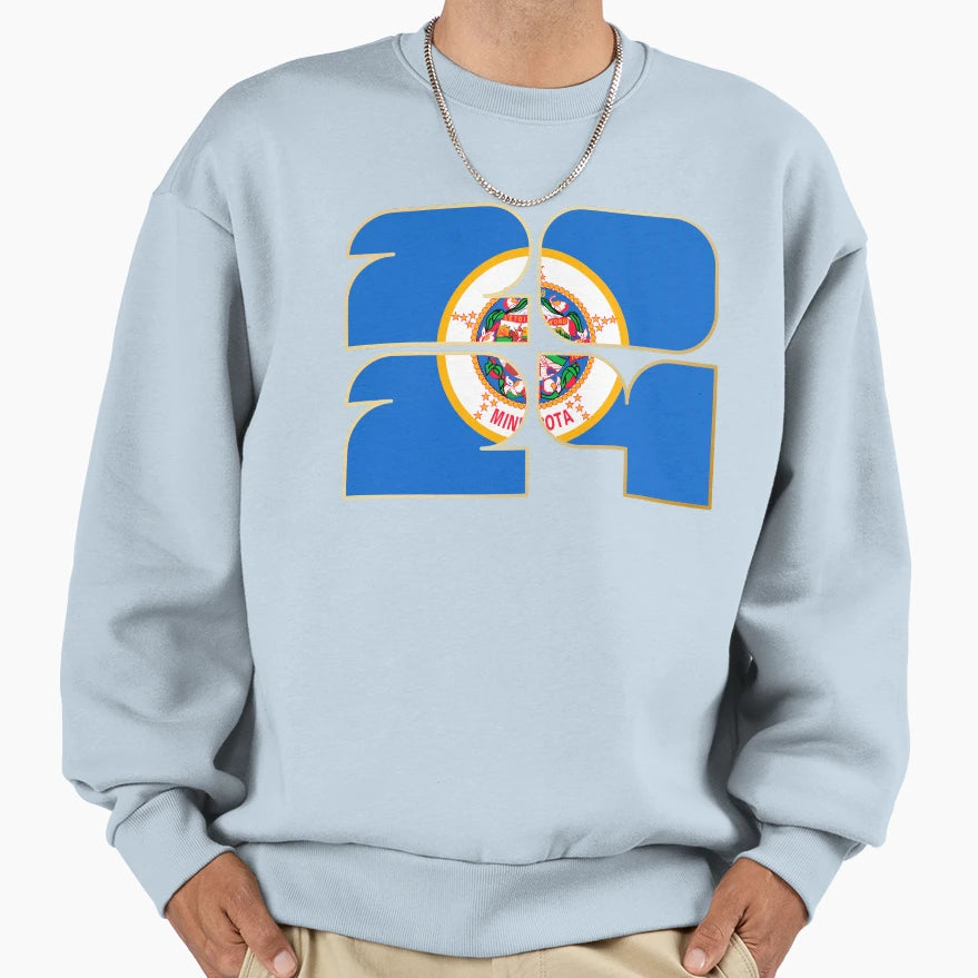 Minnesota 2024 Minnesota Flag Sweatshirt - Fun Novelty Design Men Women - T-Shirt, Sweatshirt, Hoodie