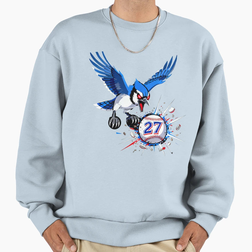 Furious Blue Jay Baseball Mascot Sweatshirt - Streetwear Style Unisex - T-Shirt, Sweatshirt, Hoodie