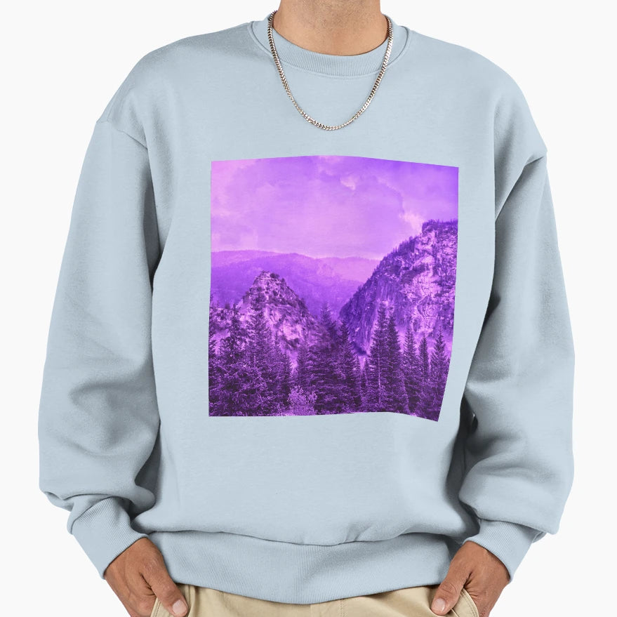 Purple Aesthetic Chill Mountain Sweatshirt - Fun Novelty Design for Adults - T-Shirt, Sweatshirt, Hoodie