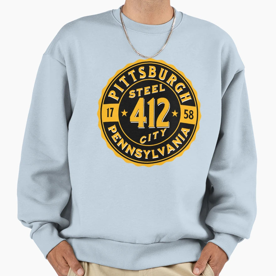Pittsburgh Pennsylvania Steel City 412 Sweatshirt - Graphic Print Unisex - T-Shirt, Sweatshirt, Hoodie