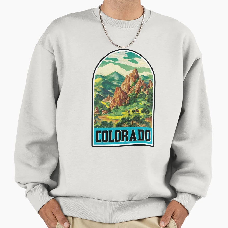 Colorado Travel Mountains Skiing Horse Sweatshirt - Novelty Apparel Unisex - T-Shirt, Sweatshirt, Hoodie