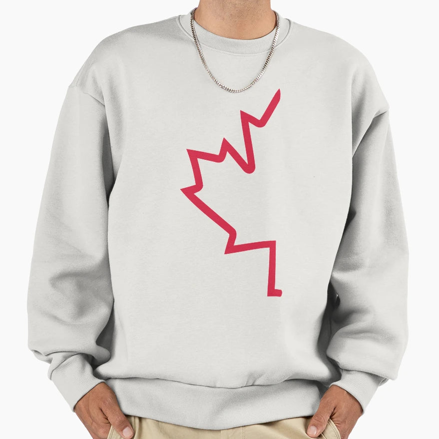 Red Half Maple Leaf Sweatshirt - Novelty Apparel Unisex - T-Shirt, Sweatshirt, Hoodie