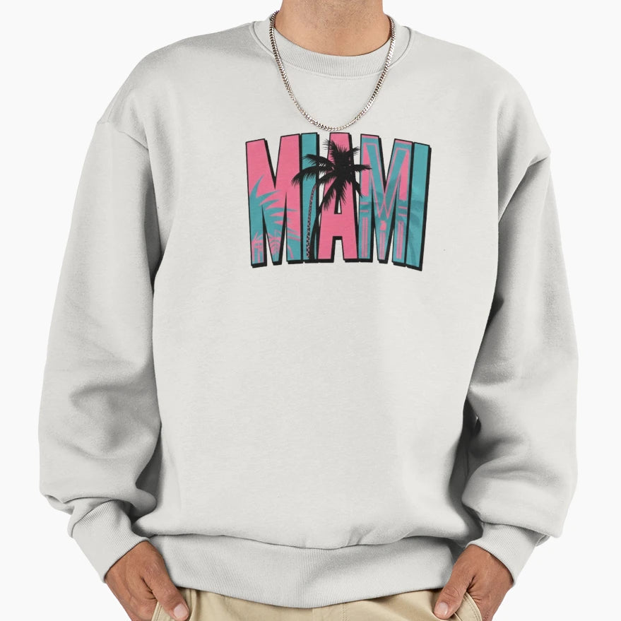 Miami Tropical South Beach Oversized Sweatshirt - Minimalist Print Unisex - T-Shirt, Sweatshirt, Hoodie