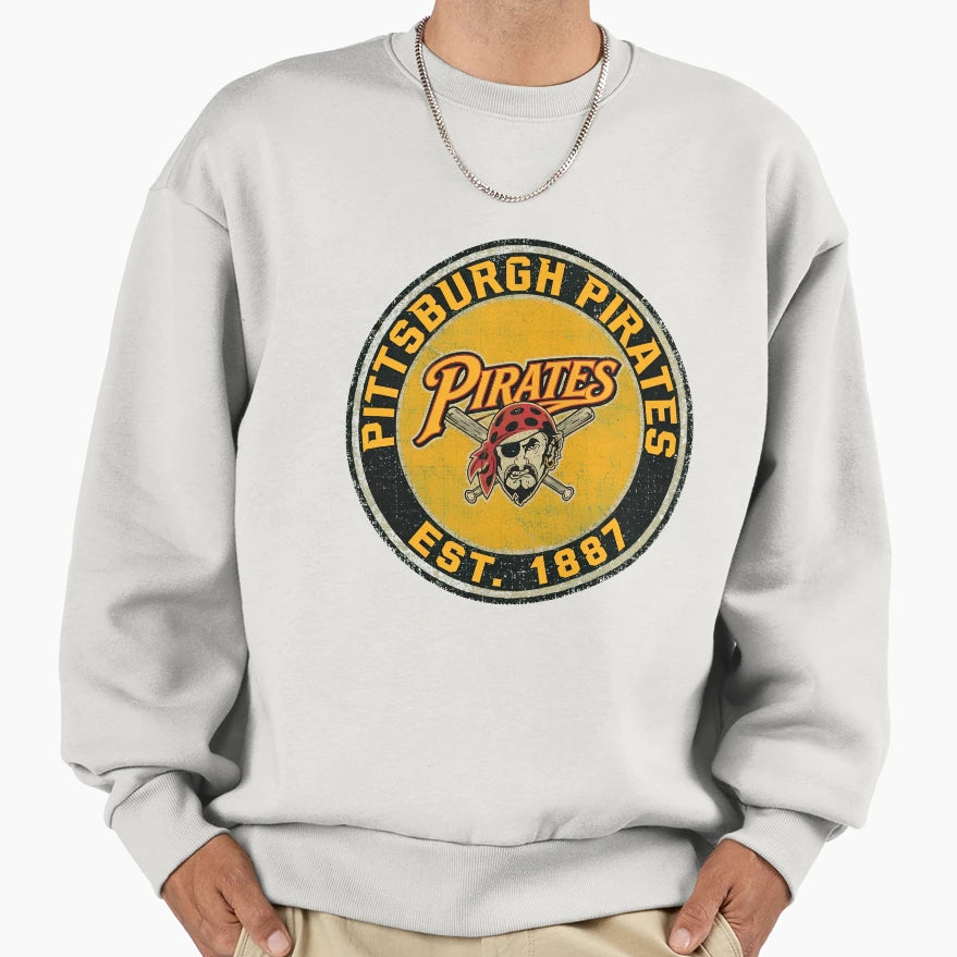 Pirate Sports Emblem Aged Sweatshirt - Custom Art Print Men Women - T-Shirt, Sweatshirt, Hoodie