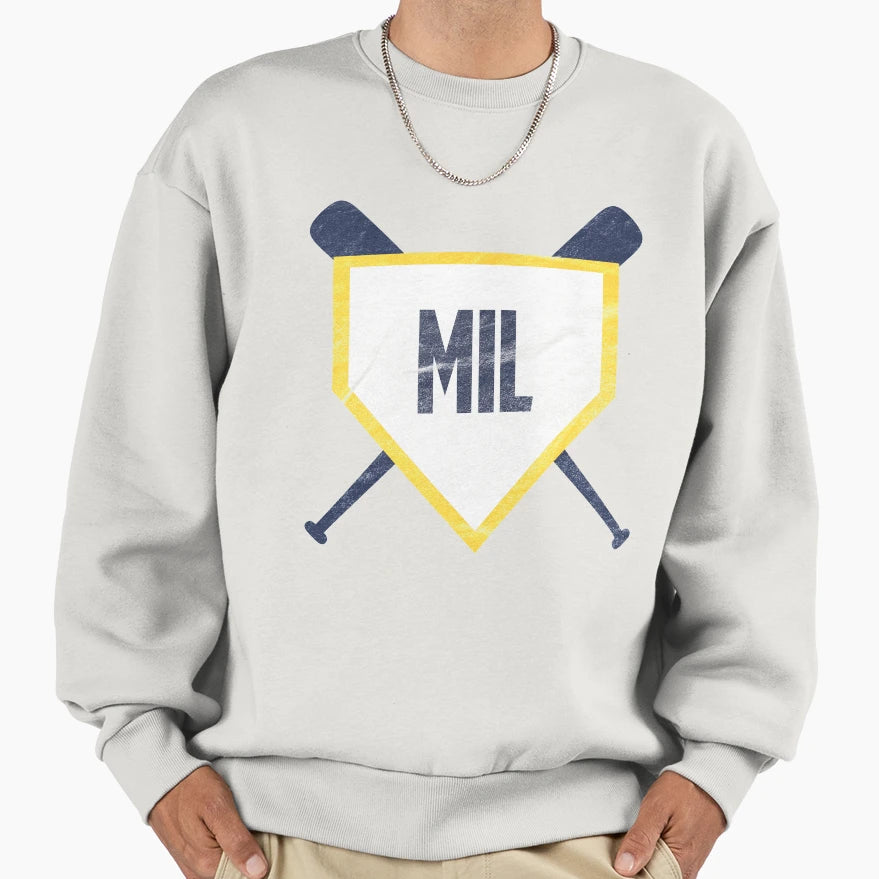Milwaukee Abbreviation Baseball Home Sweatshirt - Aesthetic Graphic Unisex - T-Shirt, Sweatshirt, Hoodie