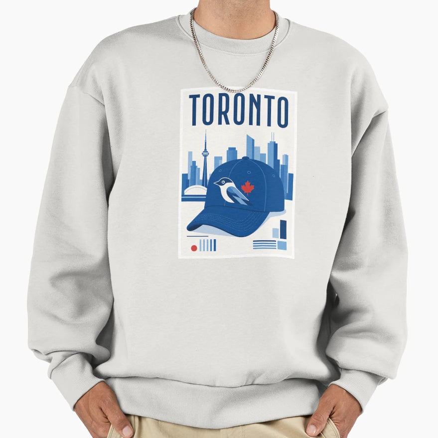 Toronto Blue Jay Cap Travel Sweatshirt - Aesthetic Graphic for Adults - T-Shirt, Sweatshirt, Hoodie