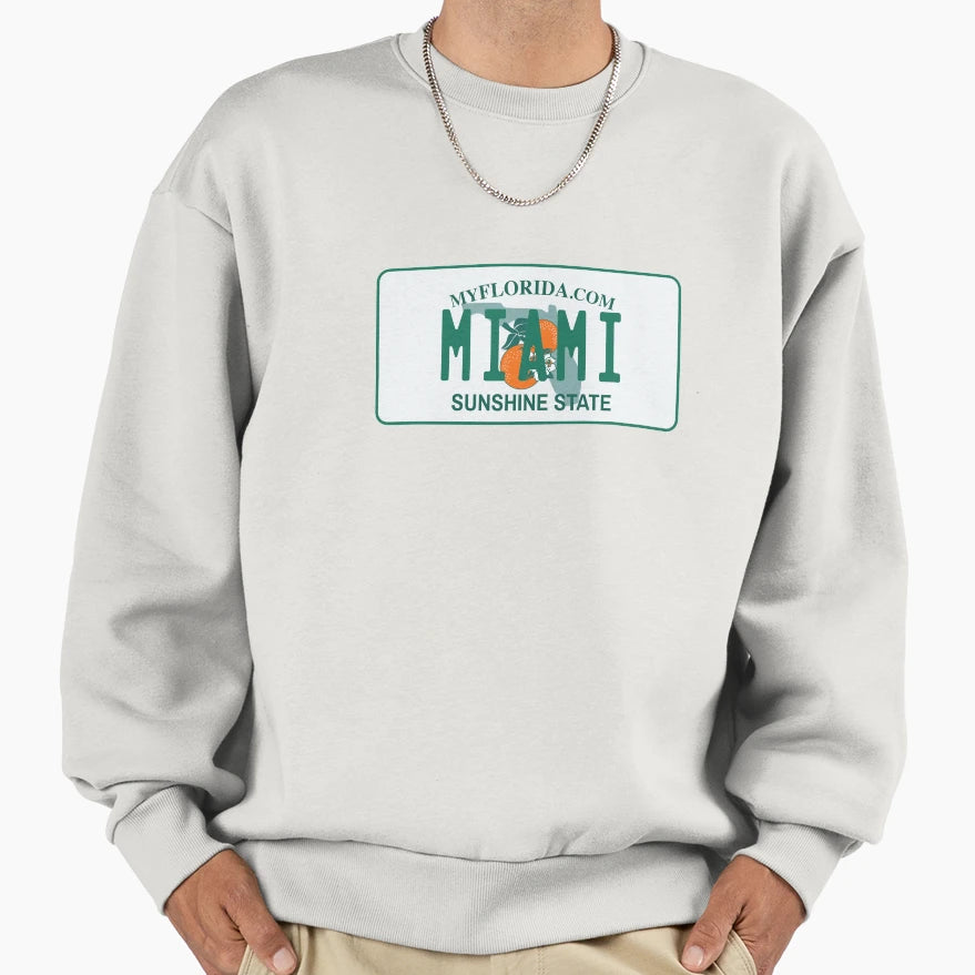 Miami Florida License Plate Sweatshirt - Aesthetic Graphic for Adults - T-Shirt, Sweatshirt, Hoodie