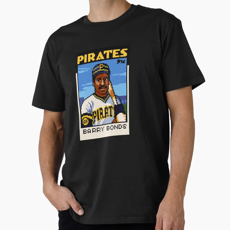 Barry Bonds 8 Bit Baseball Card Art T-Shirt - Custom Art Print Men Women - T-Shirt, Sweatshirt, Hoodie