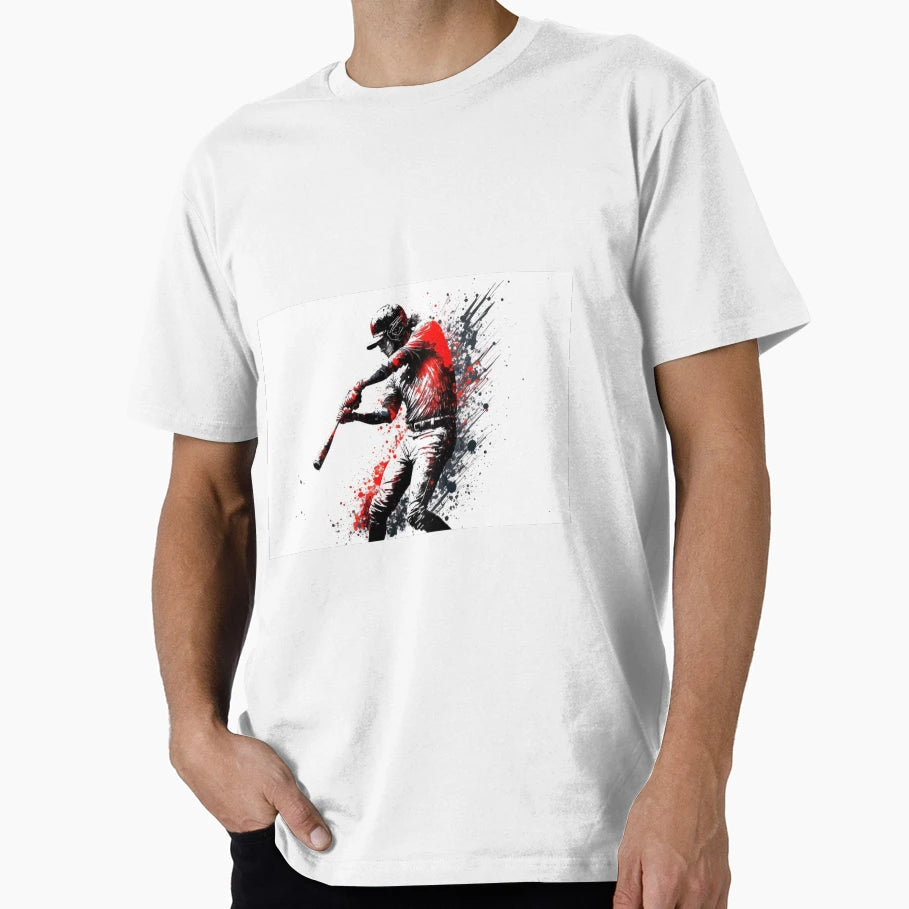 Sport Baseball Player Swing Bat T-Shirt - Custom Art Print for Adults - T-Shirt, Sweatshirt, Hoodie