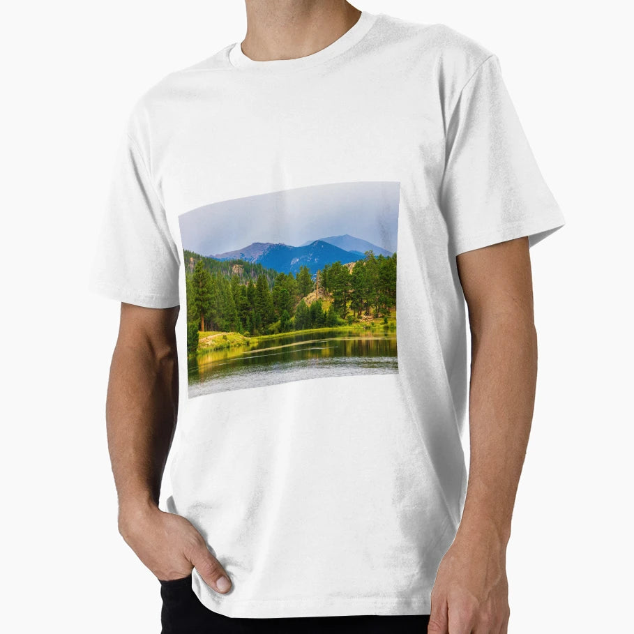 Colorado Rocky Mountain Lake View T-Shirt - Minimalist Print Unisex - T-Shirt, Sweatshirt, Hoodie