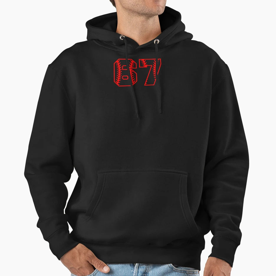 Baseball Number 67 Hoodie - Aesthetic Graphic Unisex - T-Shirt, Sweatshirt, Hoodie