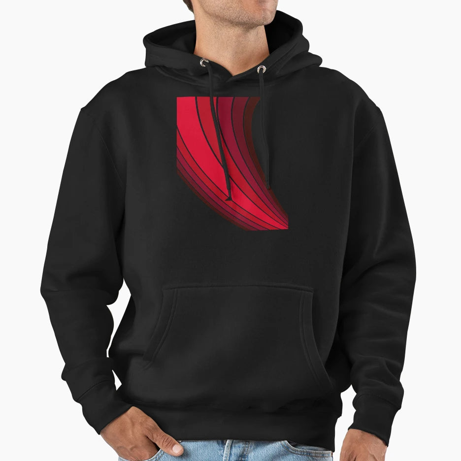 Stripes Abstract Red Art Hoodie - Graphic Print for Adults - T-Shirt, Sweatshirt, Hoodie