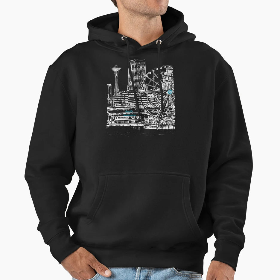 Seattle Washington Us Downtown Seattle Hoodie - Unique Graphic Men Women - T-Shirt, Sweatshirt, Hoodie