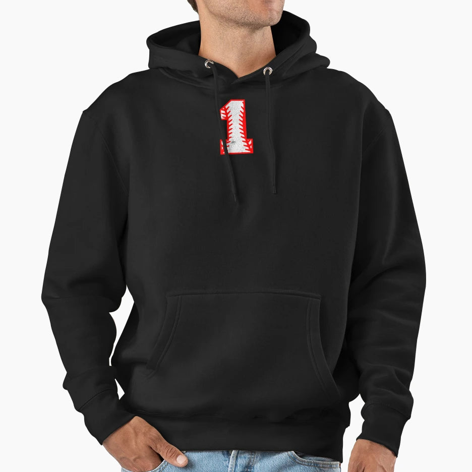 Baseball Number 1 Hoodie - Aesthetic Graphic for Adults - T-Shirt, Sweatshirt, Hoodie