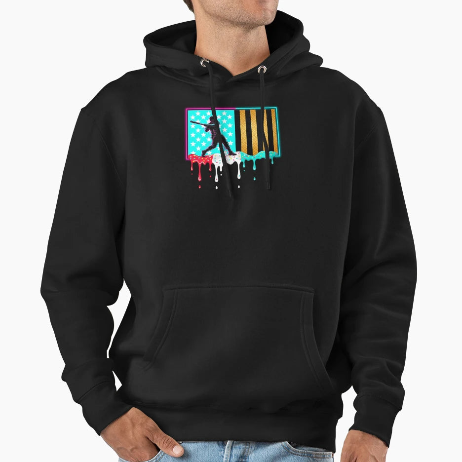 Ice Cream Drip Baseball Stuff Drip Hoodie - Fun Novelty Design Men Women - T-Shirt, Sweatshirt, Hoodie