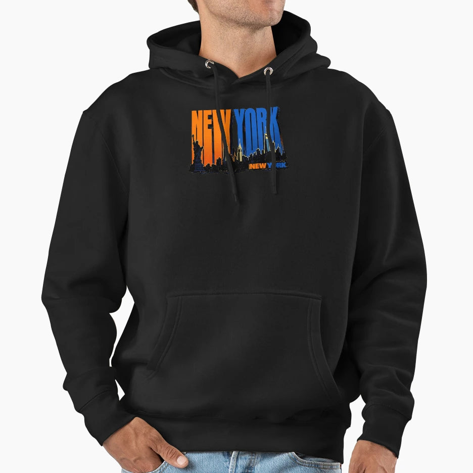 Comic New York City Skyline Silhouette Hoodie - Unique Graphic Men Women - T-Shirt, Sweatshirt, Hoodie