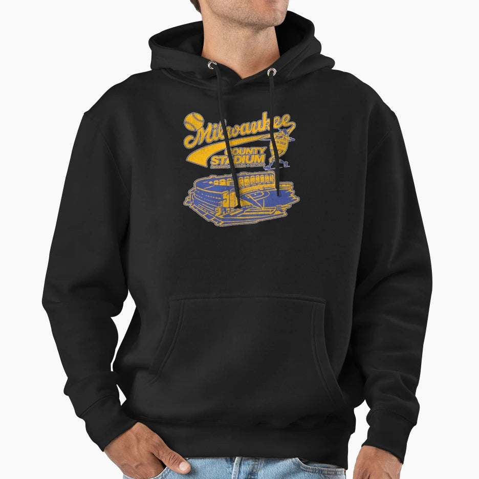 Defunct Baseball Milwaukee County Stadium Hoodie - Graphic Print for Adults - T-Shirt, Sweatshirt, Hoodie