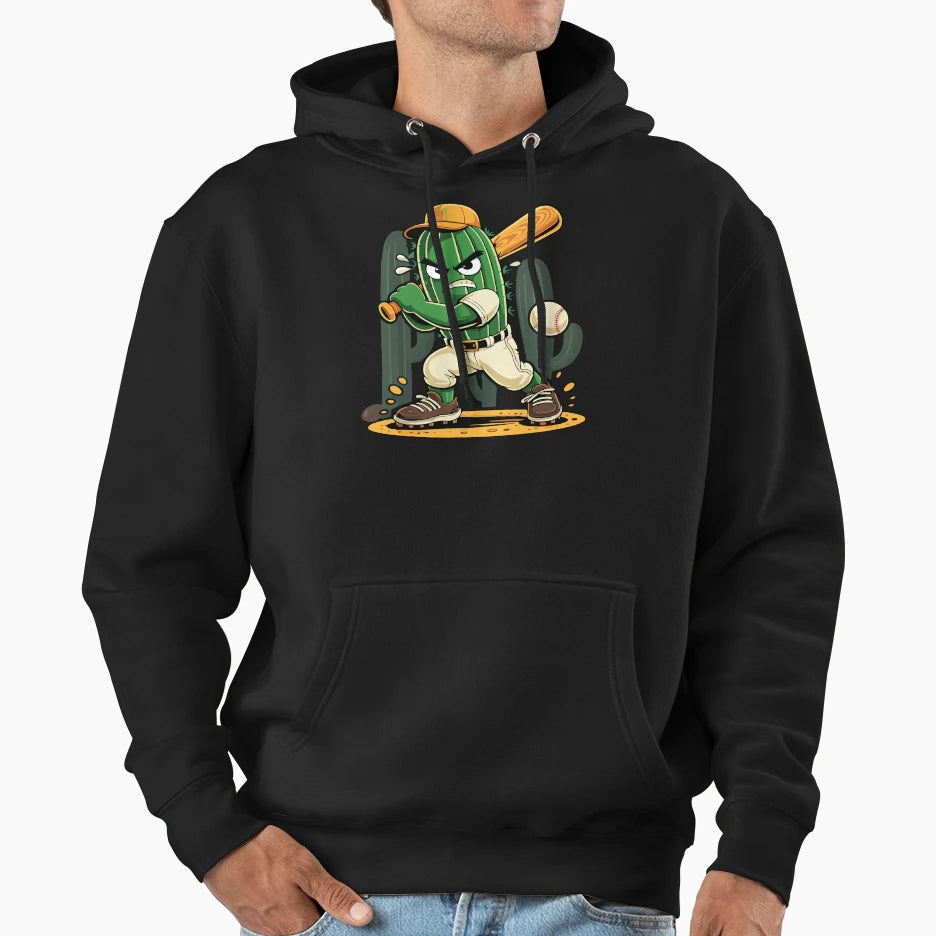 Cactus Playing Baseball Funny Desert Hoodie - Fun Novelty Design Unisex - T-Shirt, Sweatshirt, Hoodie