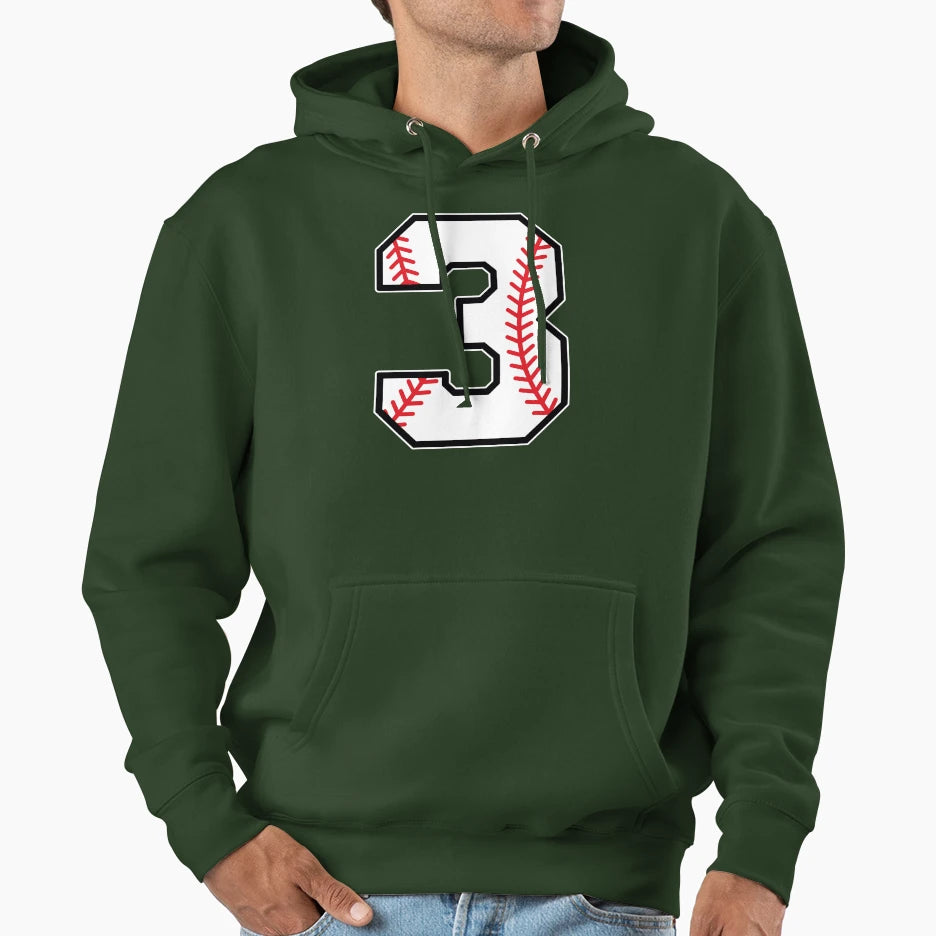 Baseball Number 3 Hoodie - Streetwear Style Men Women - T-Shirt, Sweatshirt, Hoodie