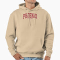 Phoenix Az College Font Curved Hoodie - Fun Novelty Design for Adults - T-Shirt, Sweatshirt, Hoodie
