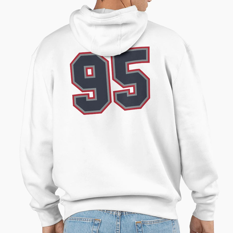95 Navy Grey Red Sports Number Ninety Hoodie - Unique Graphic for Adults - T-Shirt, Sweatshirt, Hoodie
