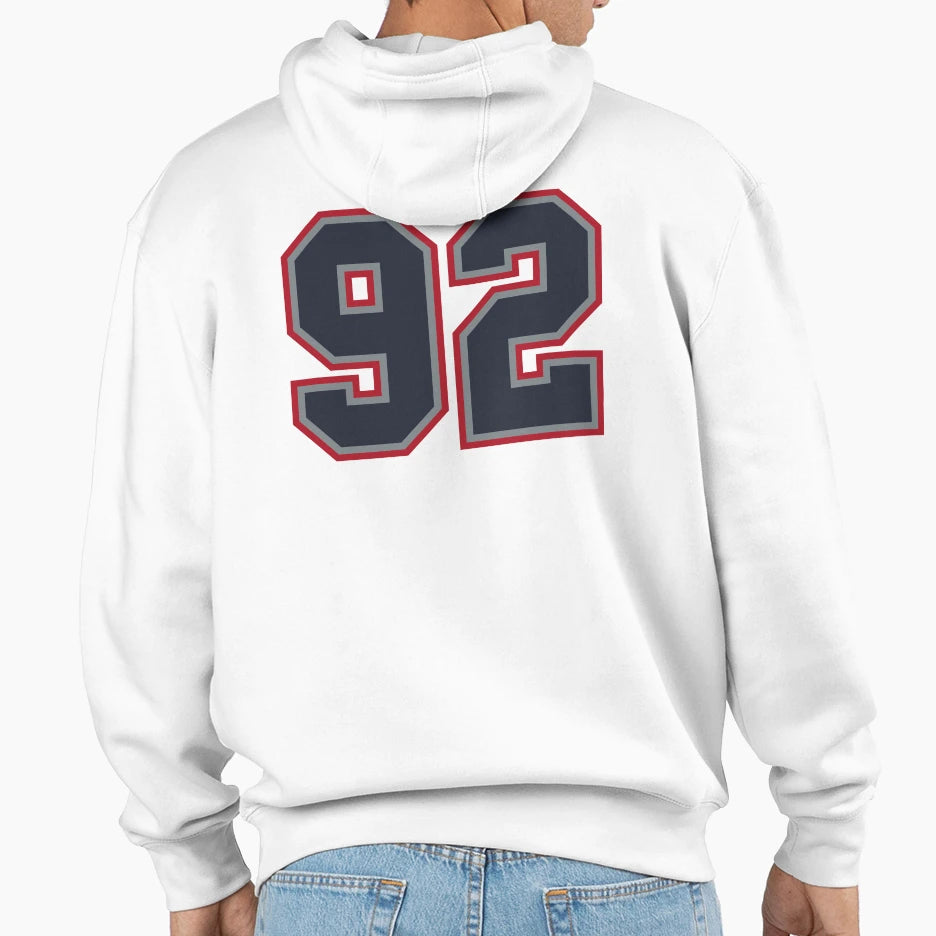 92 Navy Grey Red Sports Number Ninety Hoodie - Trendy Graphic for Adults - T-Shirt, Sweatshirt, Hoodie