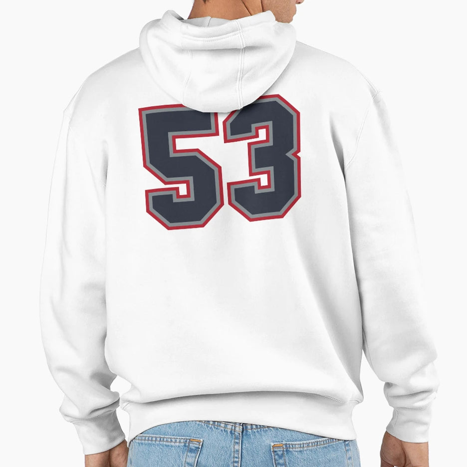 53 Navy Grey Red Sports Number Fifty Three Hoodie - Graphic Print Unisex - T-Shirt, Sweatshirt, Hoodie