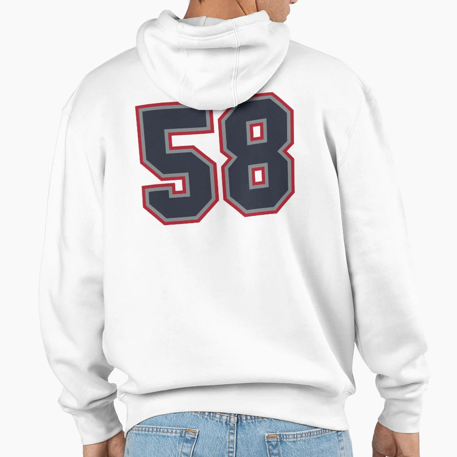 58 Navy Grey Red Sports Number Fifty Hoodie - Unique Graphic Men Women - T-Shirt, Sweatshirt, Hoodie
