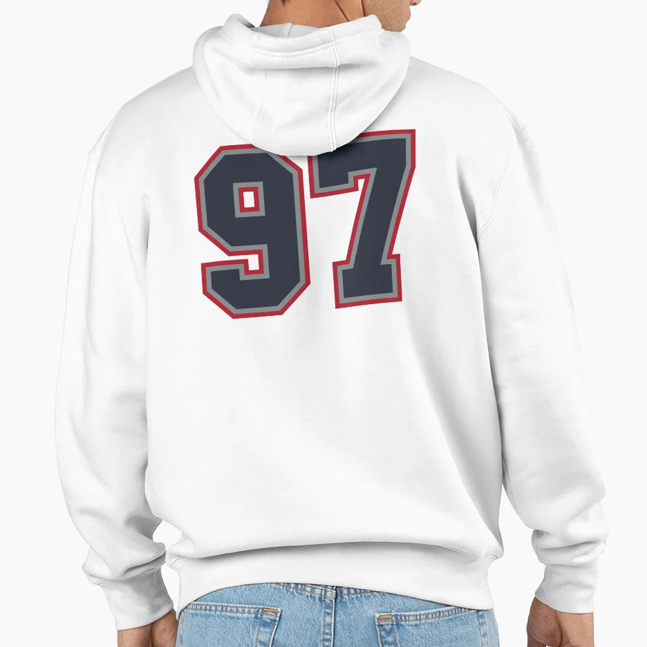 97 Navy Grey Red Sports Number Ninety Hoodie - Novelty Apparel Men Women - T-Shirt, Sweatshirt, Hoodie