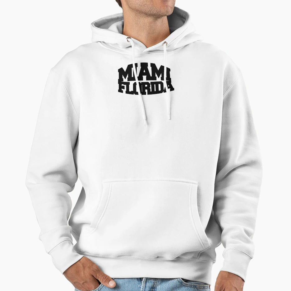 Miami Florida Black Hoodie - Trendy Graphic Unisex - T-Shirt, Sweatshirt, Hoodie
