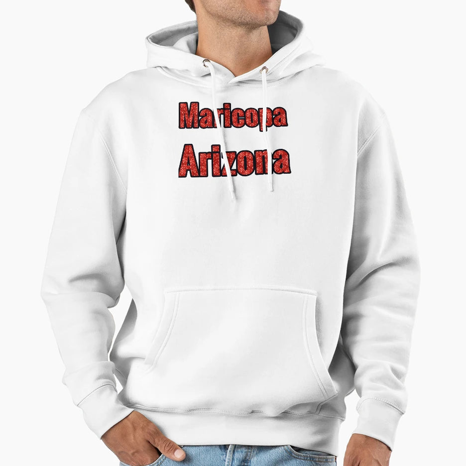 Maricopa Arizona City Name Red Rhinestone Hoodie - Trendy Graphic Men Women - T-Shirt, Sweatshirt, Hoodie