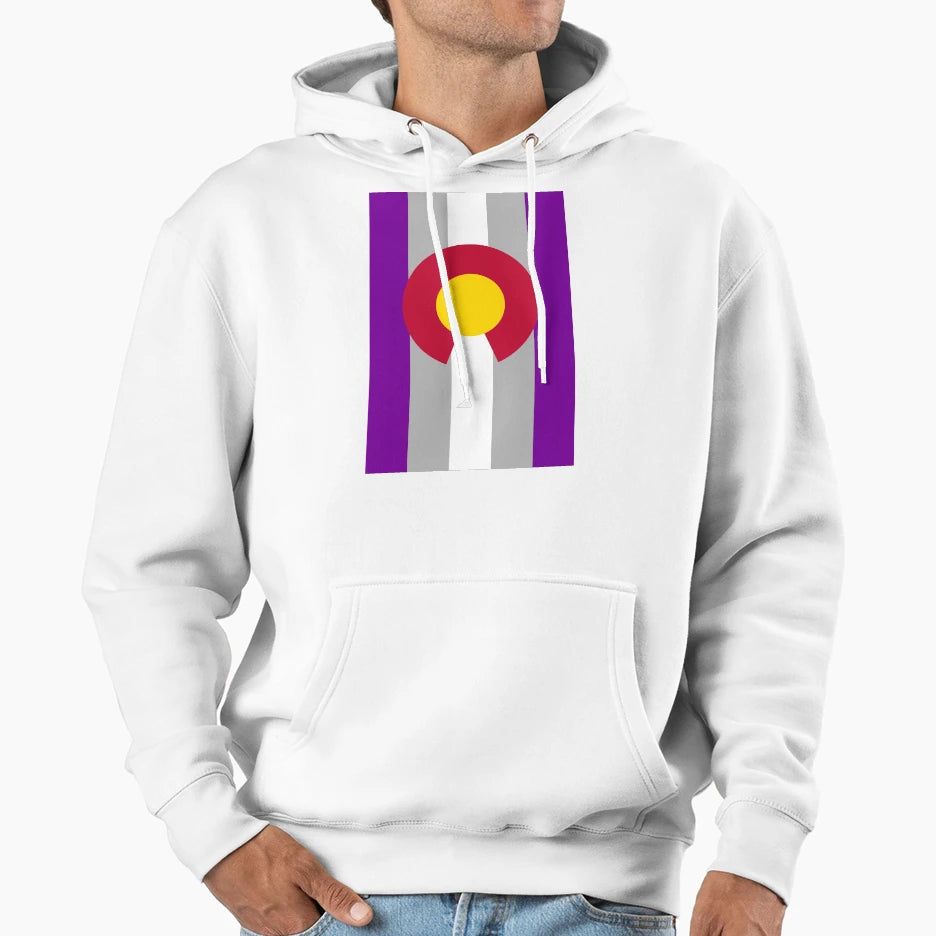 Colorado Graysexuality Pride Flag Vertical Hoodie - Trendy Graphic Unisex - T-Shirt, Sweatshirt, Hoodie