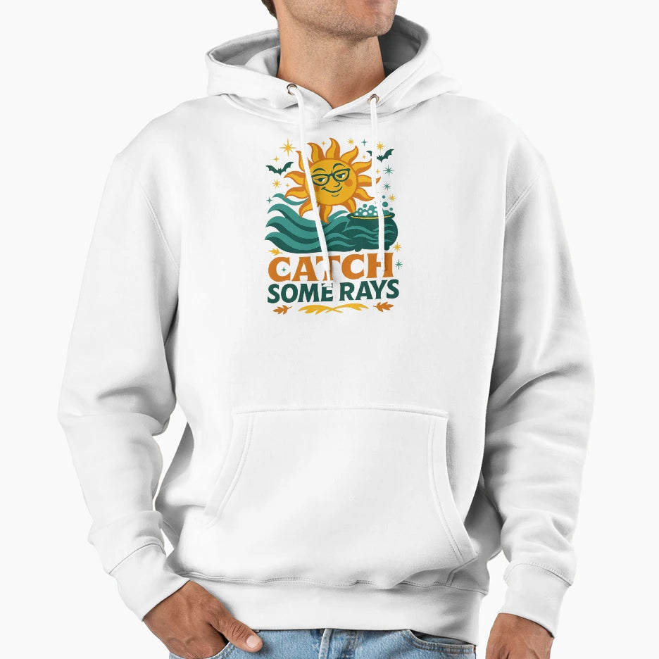 Catch Some Rays Sun And Waves Mid Hoodie - Aesthetic Graphic Unisex - T-Shirt, Sweatshirt, Hoodie