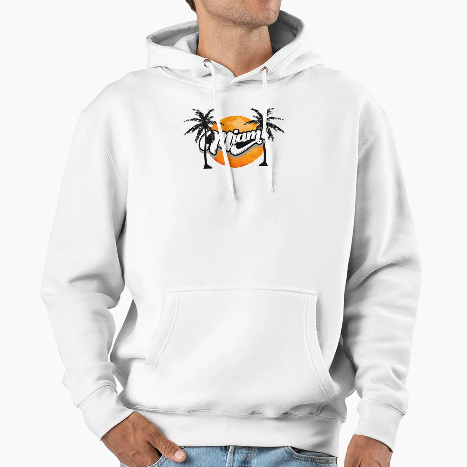 Miami Florida Usa America Summer Sun Palm Hoodie - Graphic Print Men Women - T-Shirt, Sweatshirt, Hoodie